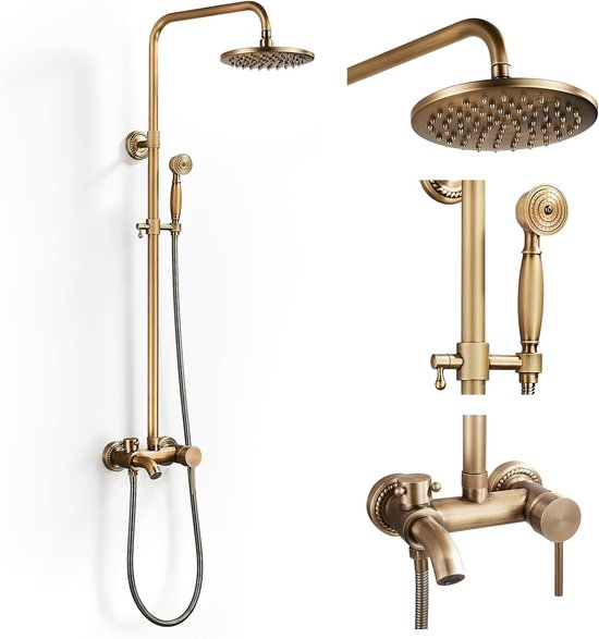 Opbouw Regendouche Set Boss & Wessing Copper Thermostatisch Staaf Handdouche Geborsteld Koper 20 Cm