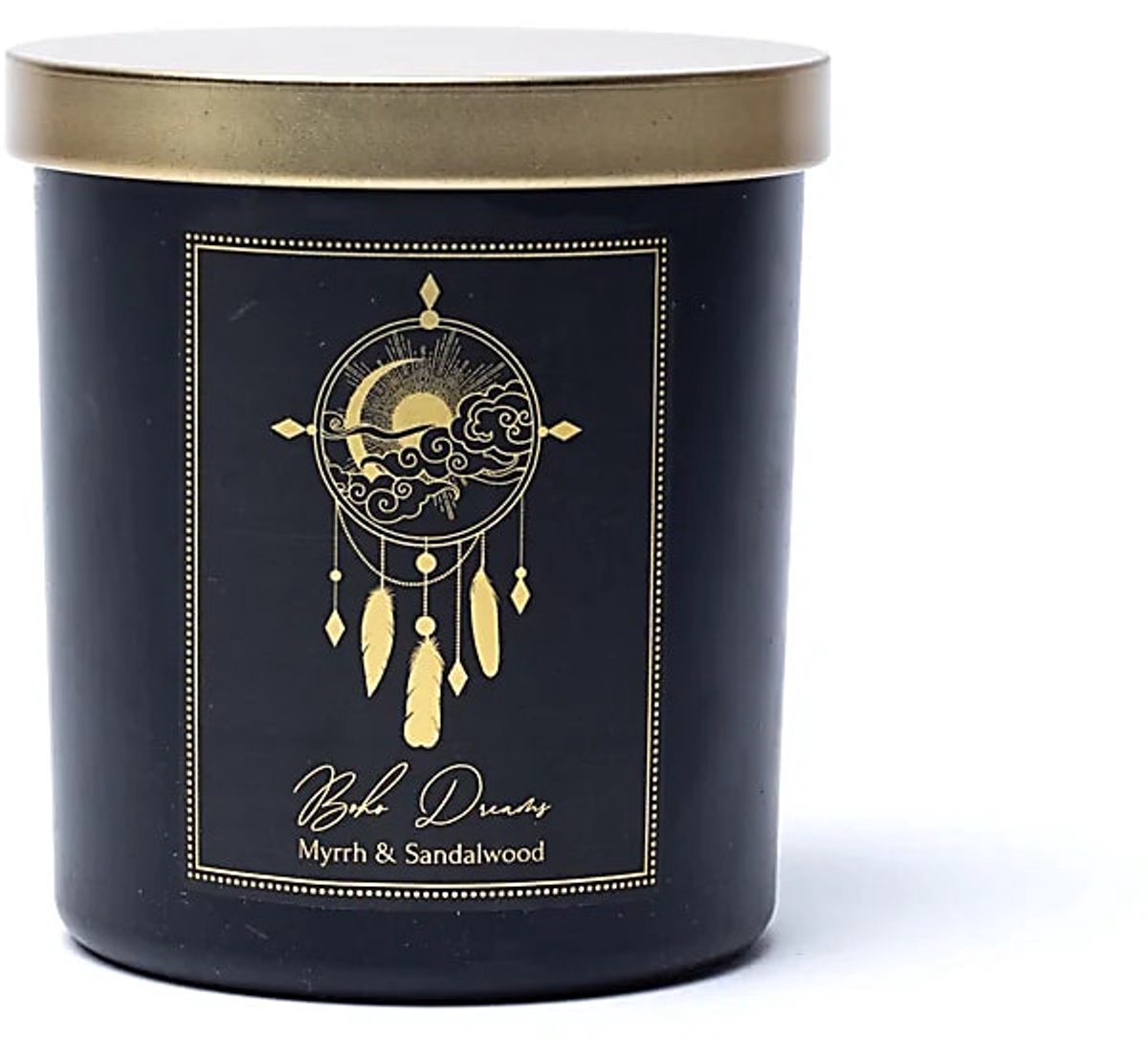 Manifestatiekaars Boho Dreams in glas met deksel - Myrrh & Sandalwood