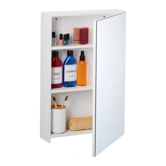 HOMCOM Spiegelkast Wandmontage Badkamerrek Badkamerkast 8 Vakken MDF Wit 66 X 17 X 63 Cm Aosom De~0v4o17p6pbg01