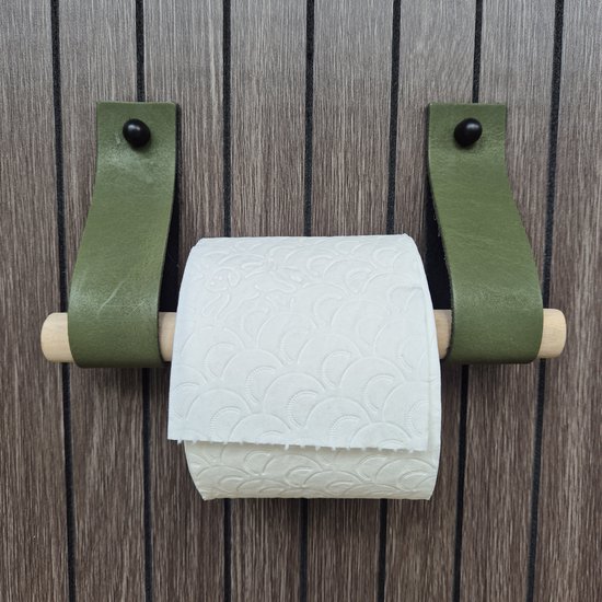 Porte-rouleau de papier toilette en cuir vert armée 4 cm de large et 30 cm de long