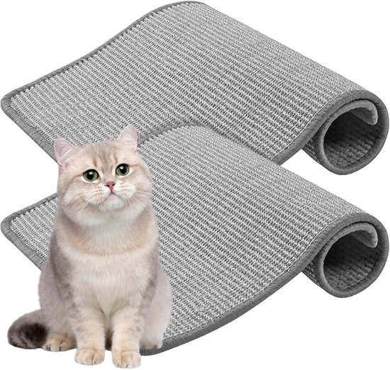 Arbre à chat : arbre à chat 2 pièces, peut être collé, accessoire arbre à chat en sisal, accessoire pour chat, banc de protection, tapis anti-griffures pour chats (30 x 40 cm, gris), tapis antidérapant rectangulaire en sisal