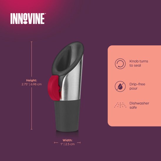 Innovine™ Wijnschenker en Stopper in Raspberry