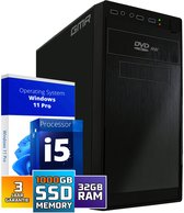 Intel Compleet Desktop PC | Intel Core i5 | 32 GB RAM | 1 TB SSD | DVD+RW | Windows 11 Pro | Business Office Multimedia Computer