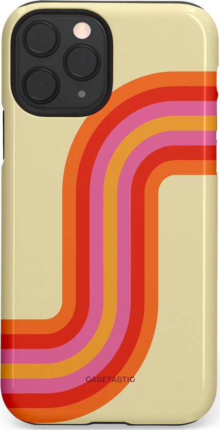 Casetastic Hoesje Geschikt voor Apple iPhone 11 Pro - Stijlvolle Beschermende Duo-layer Case - Retro bocht
