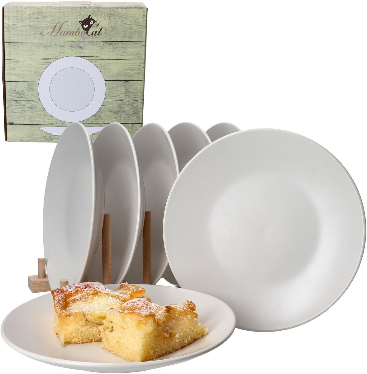 Set van 6 dessertborden 21cm Wit Biata steengoed