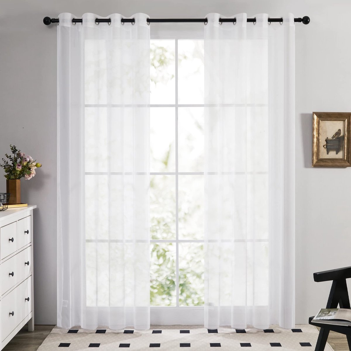 Ibenzoa Set van Twee Elegante Transparante Gordijnen voor Stijlvol Interieur met Gemakkelijke Montageopties wit