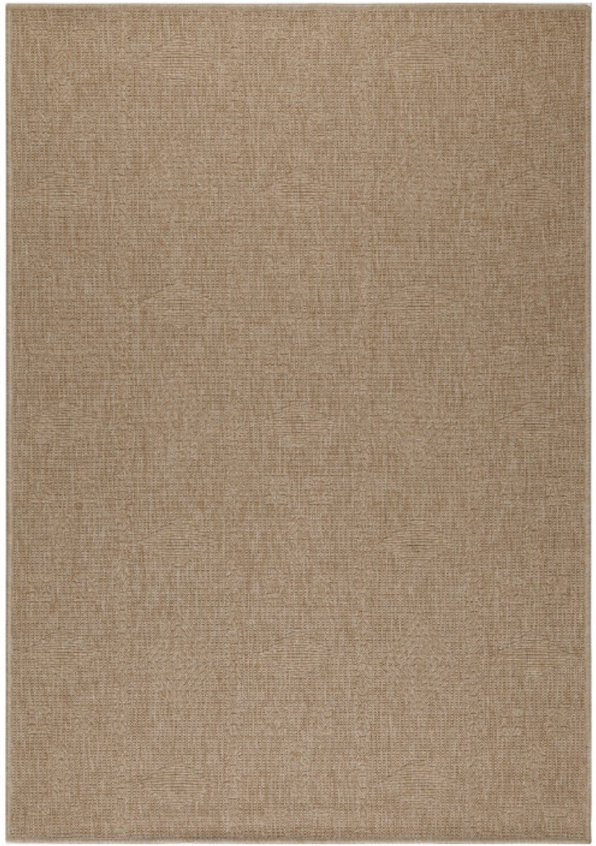 Vloerkleed Dhaka – Taupe/Grijs – Laagpolig met Levendig Design – Voor Binnen en Buiten – 140x200 cm