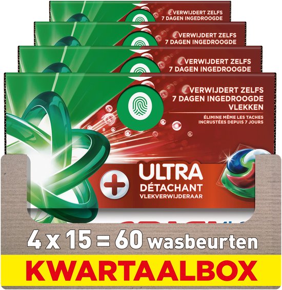 Ariel 4en1 PODS Lessive En Capsules + Ultra Détachant - 4 x 15 Lavages