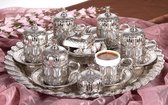 Akmetal - 6 persoons traditioneel Turkse koffieset metaal met porselein (rond)