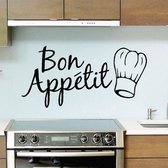 Muursticker tekst Bon Appetit - Muursticker keuken - Keuken muursticker - Muursticker eetsmakelijk - Afmeting L30 x B15 cm