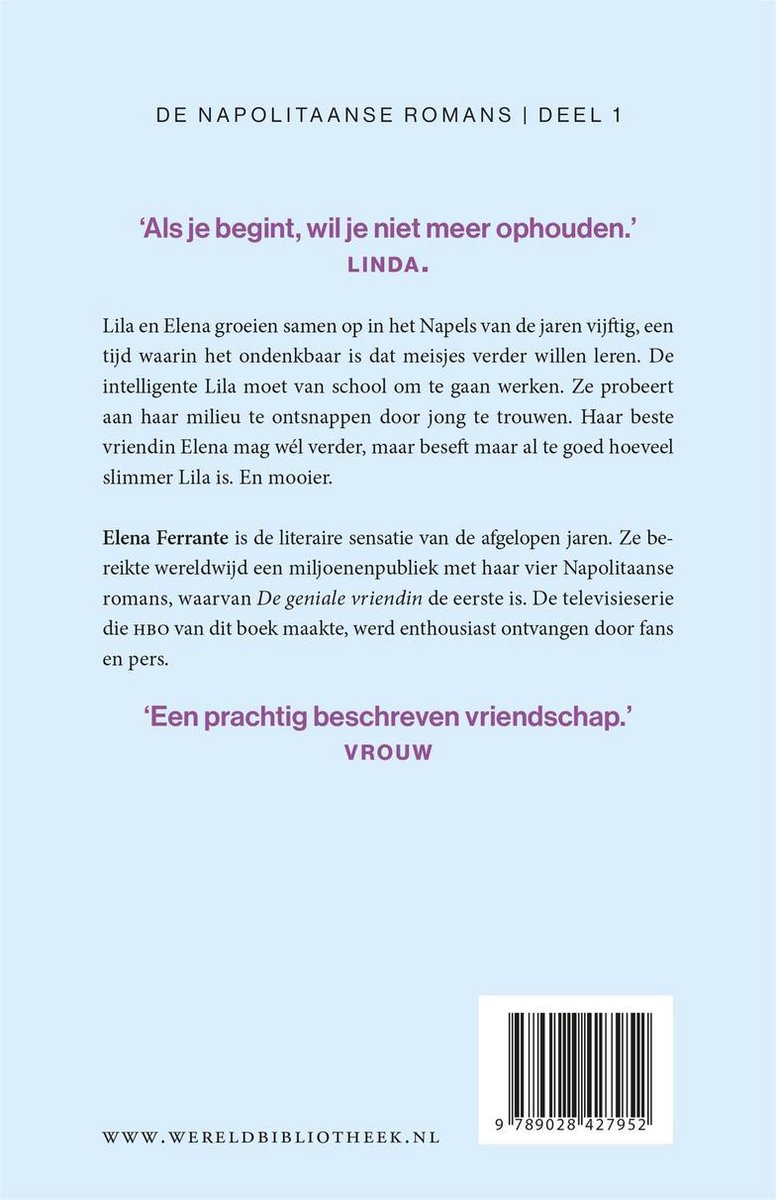 bol.com | De Napolitaanse romans 1 - De geniale vriendin, Elena Ferrante |  9789028427952 | Boeken