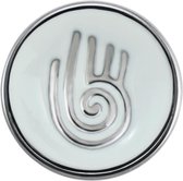 Quiges - Dames Click Button Drukknoop 18mm Ornament Hand Symbool Wit - EBCM007