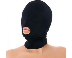 Rimba Bondage Play - Hood - Hoofdmasker Uit Elastische Stof Met Open Mond - Zwart