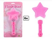 6x Magische toverstaf STER met licht pink