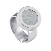 Quiges RVS Schroefsysteem Ring Zilverkleurig Glans 20mm met Verwisselbare Glitter Zilver 12mm Mini Munt