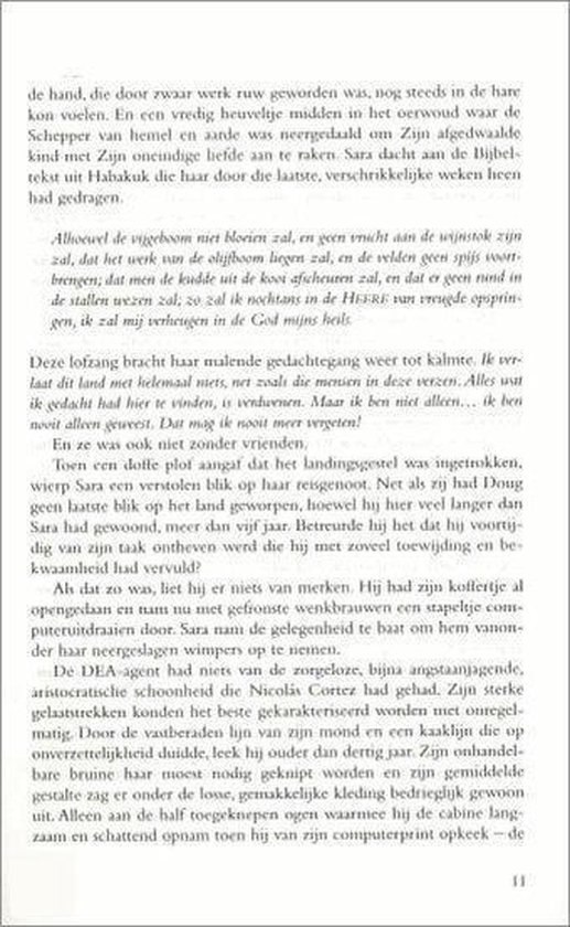 Een pagina met Nederlandse tekst, beginnend met 'de hand, die door zwaar werk ruw geworden was,' en eindigend met 'dat hij de daders had opgespoord.'