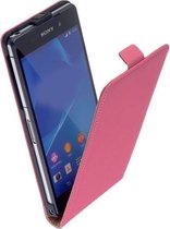 Sony Xperia Z3 Lederlook Flip Case hoesje Roze