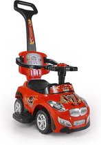 Happy: 3-in-1 loopauto, kinderauto, afneembare duwstang, zit met opbergruimte; Kleur Rood