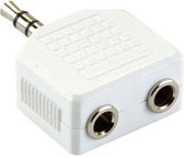 Benza Hoofdtelefoon Splitter van 1x 3,5 mm Jack naar 2x 3,5 mm Jack - Wit