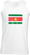 Witte tanktop met de vlag van Suriname L