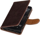 BestCases.nl Mocca Pull-Up PU booktype wallet cover hoesje voor Sony Xperia Z3 Compact