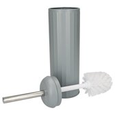 Blauwgrijze RVS Toiletborstel met Houder en Kunststof Inzetbakje – 40x10cm