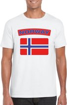 T-shirt met Noorse vlag wit heren XL