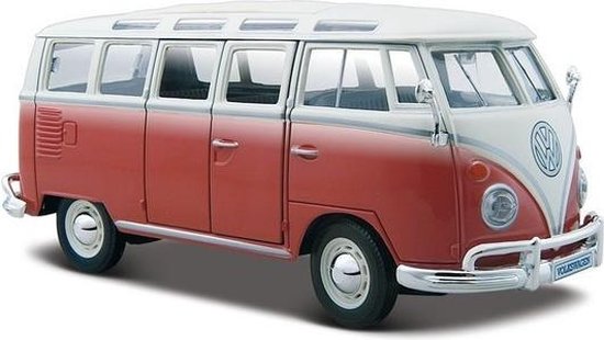 Tienerjaren spiritueel roddel Modelauto Volkswagen T1 Samba Van busje rood 1:24 - speelgoed auto  schaalmodel | bol.com