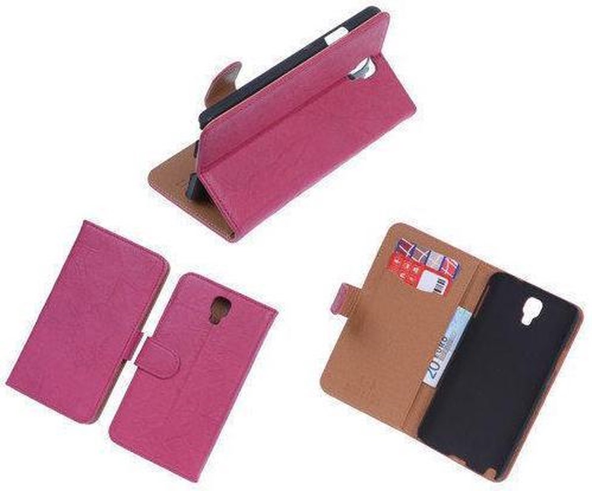 BestCases Fuchsia Echt Leer Booktype Samsung Galaxy Note 3 Neo