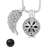 Quiges Engelenroeper 12mm Bolhouder met Ketting 70cm en Bolletje - Dames - Zilverkleurig Bloem - EBS12037