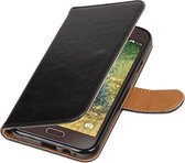 Zwart Pull-Up PU booktype wallet hoesje voor Samsung Galaxy E5