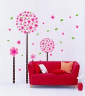 Vrolijke Premium Prachtige Muursticker Reuzen Paardenbloem Roze- Boom Bloemen - Muursticker Voor Kinderkamer-Woonkamer V2