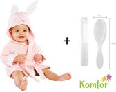 Baby badjas - Komfor - Konijn - roze - Inclusief gratis baby borstel & kam
