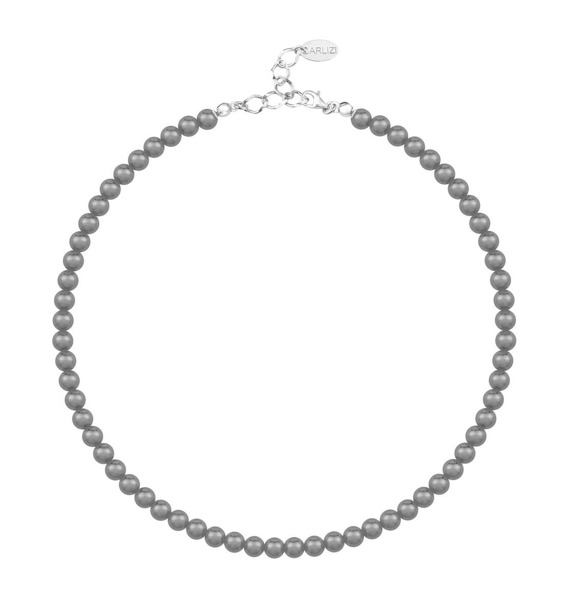 ARLIZI 1186 Parelketting - Dames - 925 Zilver - 44 cm - 6 mm - Grijs