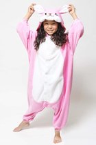 KIMU Onesie konijn roze pak kind - maat 110-116 - konijnenpak jumpsuit pyjama