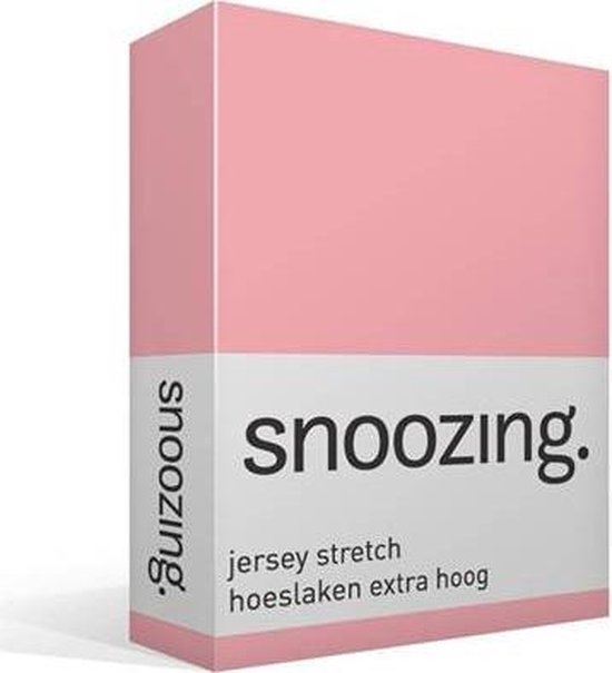 Snoozing Jersey Stretch - Hoeslaken - Extra Hoog - Lits-jumeaux - 160/180x200/220 cm - Roze