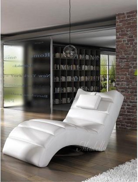 Chaise longue Liam Wit Leer