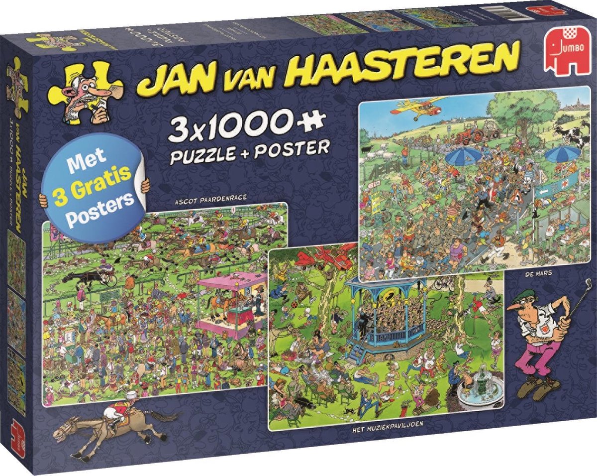 Vlekkeloos kruis Haarzelf Jan van Haasteren 3 x 1000 pcs Legpuzzel 1000 stuk(s) Strips | bol.com