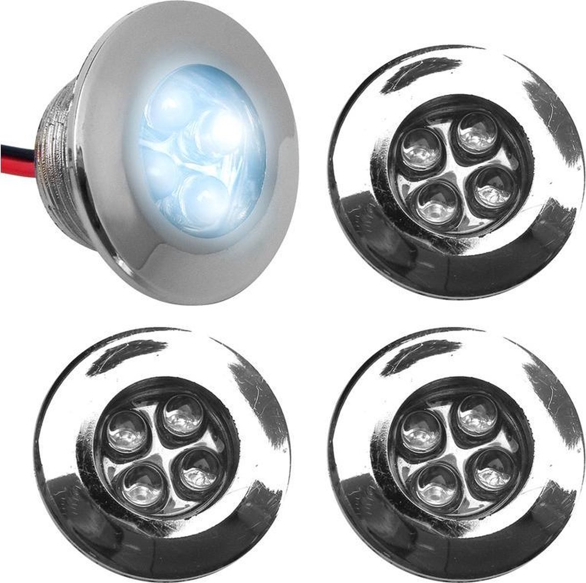 Simoni Racing Exterieur LEDs - Wit - Buitendiameter 31mm / Inbouwmaat 22mm - Set à 4 stuks