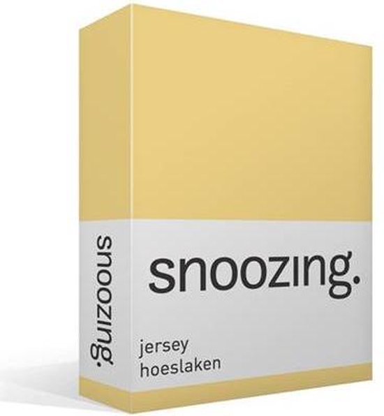 Snoozing Jersey - Hoeslaken - 100% gebreide katoen - 180x210/220 cm - Geel