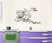 Muursticker of deursticker I love Coffee S zwart