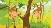 Fotobehangkoning - Behang - Fotobehang - Vrolijke Apen in de Jungle - Kinderkamer - Vliesbehang - 416 x 254 cm