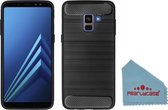 Pearlycase® Zwart Carbon Geborsteld TPU Hoesje voor Samsung Galaxy A8 2018