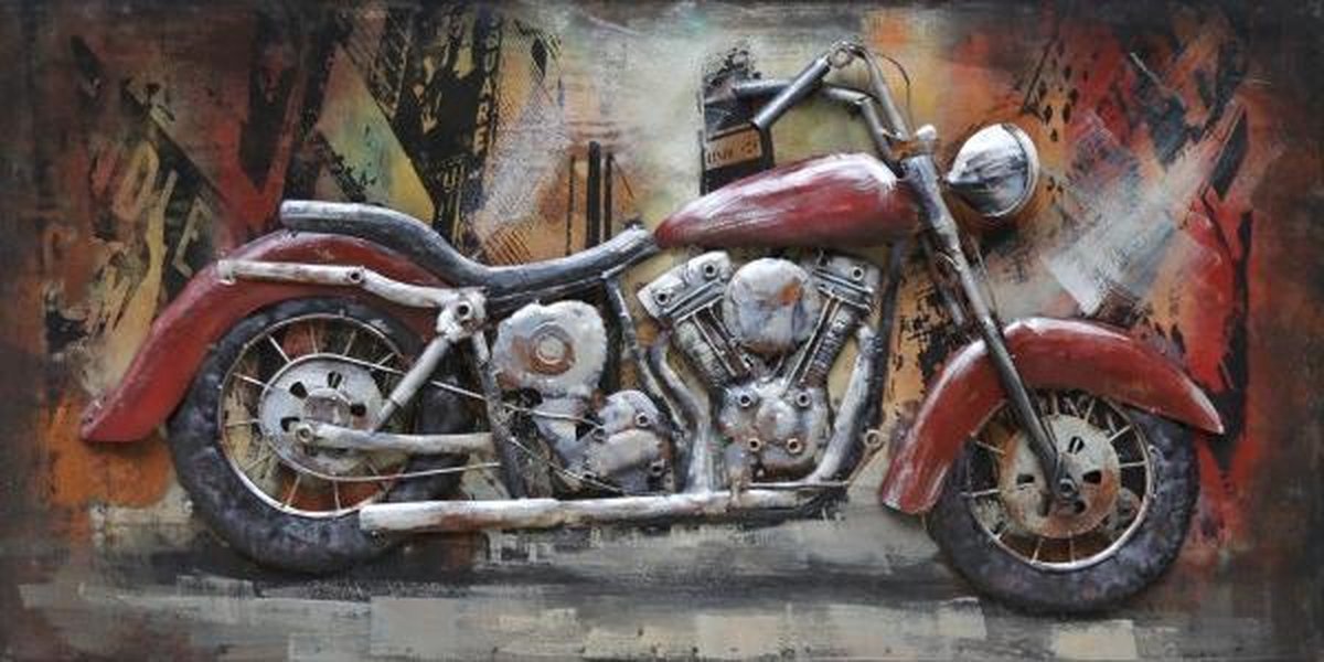 Ligatie Hoop van Afrekenen Metaal schilderij rode motorfiets V-twin 100x50 | bol.com