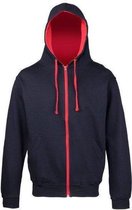AWDis Just Hoods Varsity Zoodie, New French Navy/ Fire Red , Maat L