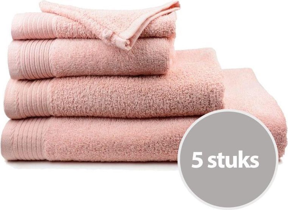 The One Handdoek Deluxe Voordeelpakket 50x100 550 gr Zalm roze (5 stuks)