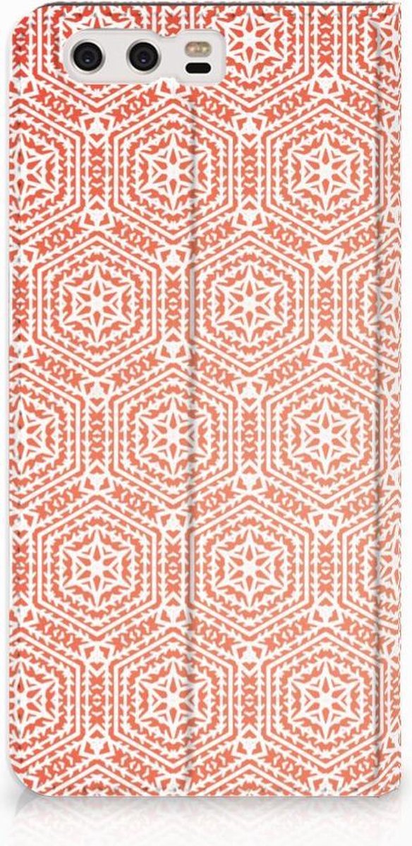 Huawei P10 Plus Hoesje met Magneet Pattern Orange