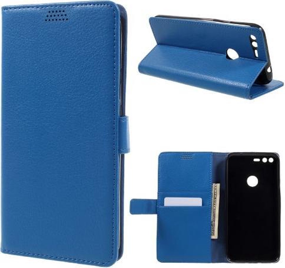 Litchi cover blauw wallet case hoesje Geschikt voor: Google Pixel XL