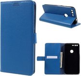 Litchi cover blauw wallet case hoesje Google Pixel XL
