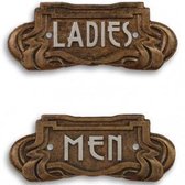 Panneau de toilette - homme - femme - art nouveau - couleur bronze - enduit - fonte - Maddeco - 19x1x8 cm